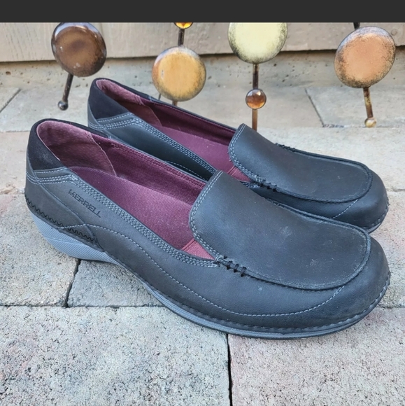 Merrell Women's 9.5 Namak Moc Black Leather Slip On Comfort Shoes J227314C - Picture 12 of 12